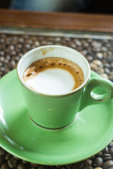 Hot shot of espresso macchiato