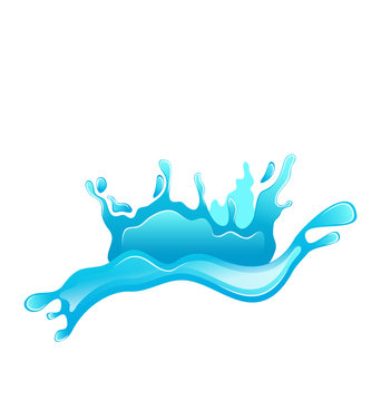 Blue water splash crown isolated on white background