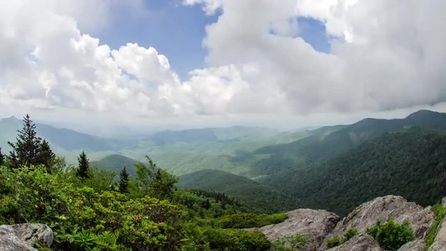 Time lapse of clouds moving over Devils Courthouse in NC