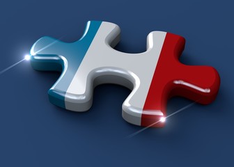 Obraz premium Pezzo di puzzle con bandiera francese