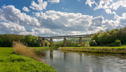 Pictorial view of a train bridge in Germany 