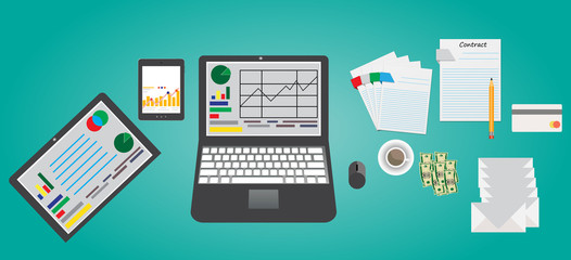 Set of Flat vector design illustration of modern business office