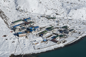 view of the village of Gokyo
