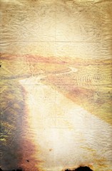 Obraz premium Winding Road Old Paper Texture Background