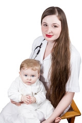 Doctor woman with baby