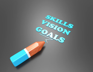 Skills Vision Goals 3d word concept