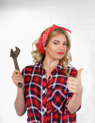 Girl with a wrench retro
