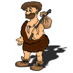 Ancient man vector illustration happy, humour, hunter