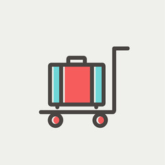 Trolley luggage thin line icon