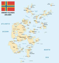 orkney islands map with flag