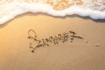 Summer word on sea beach
