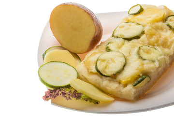 Pizza with zucchini