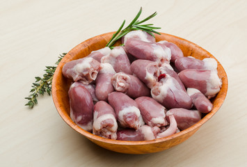 Raw chicken hearts