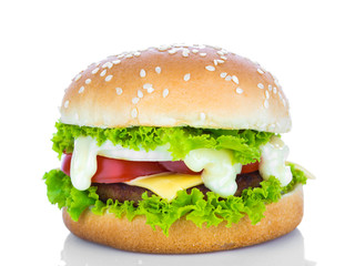Hamburger on white background