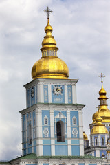 Fototapeta na wymiar Saint Michael Cathedral Spires Golden Domes Kiev Ukraine