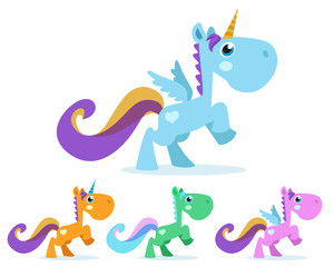 Cute unicorn winged colorful