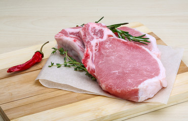 Raw pork steak