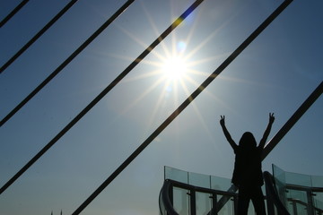 Fototapeta premium man making victory symbol 