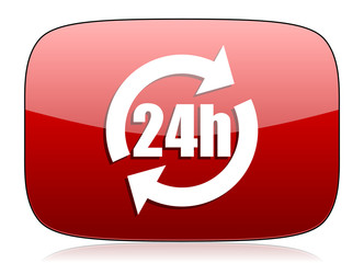 24h red glossy web icon