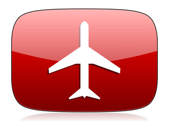 plane red glossy web icon