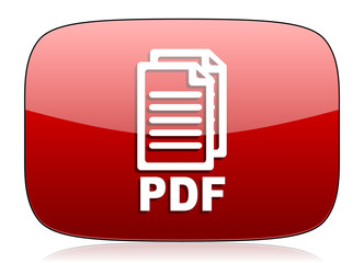 pdf red glossy web icon,