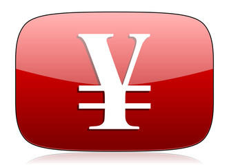 yen red glossy web icon