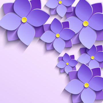 Background With Purple Summer Flowers Violets