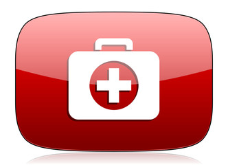 Obraz premium first aid red glossy web icon