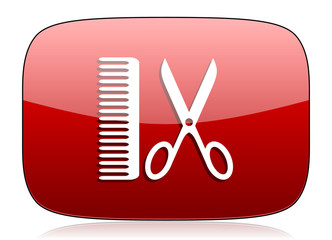 barber red glossy web icon