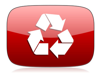 Obraz premium recycle red glossy web icon