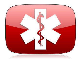 emergency red glossy web icon