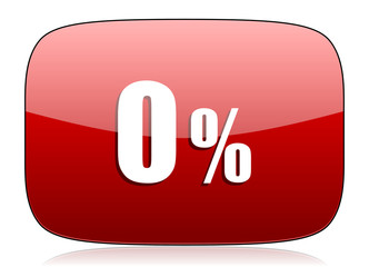 0 percent red glossy web icon