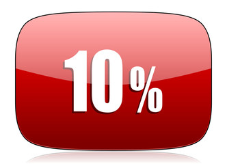 10 percent red glossy web icon