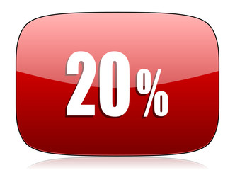20 percent red glossy web icon