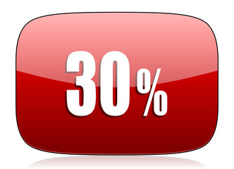 30 percent red glossy web icon