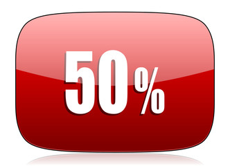 50 percent red glossy web icon