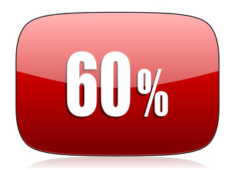 60 percent red glossy web icon
