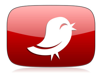 twitter red glossy web icon