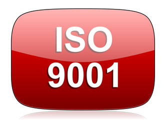 iso 9001 red glossy web icon