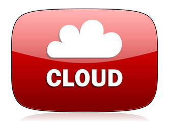 cloud red glossy web icon