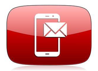 mail red glossy web icon