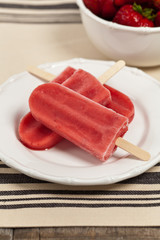 Frozen Strawberry Fruit Bars. Selective focus.