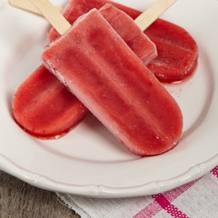 Frozen Strawberry Fruit Bars. Selective focus.