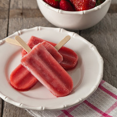 Frozen Strawberry Fruit Bars. Selective focus.