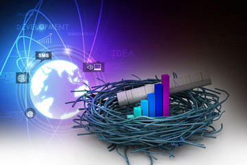 Business chart an graph on nest