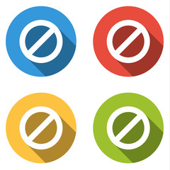Collection of 4 isolated flat colorful buttons for BAN with long