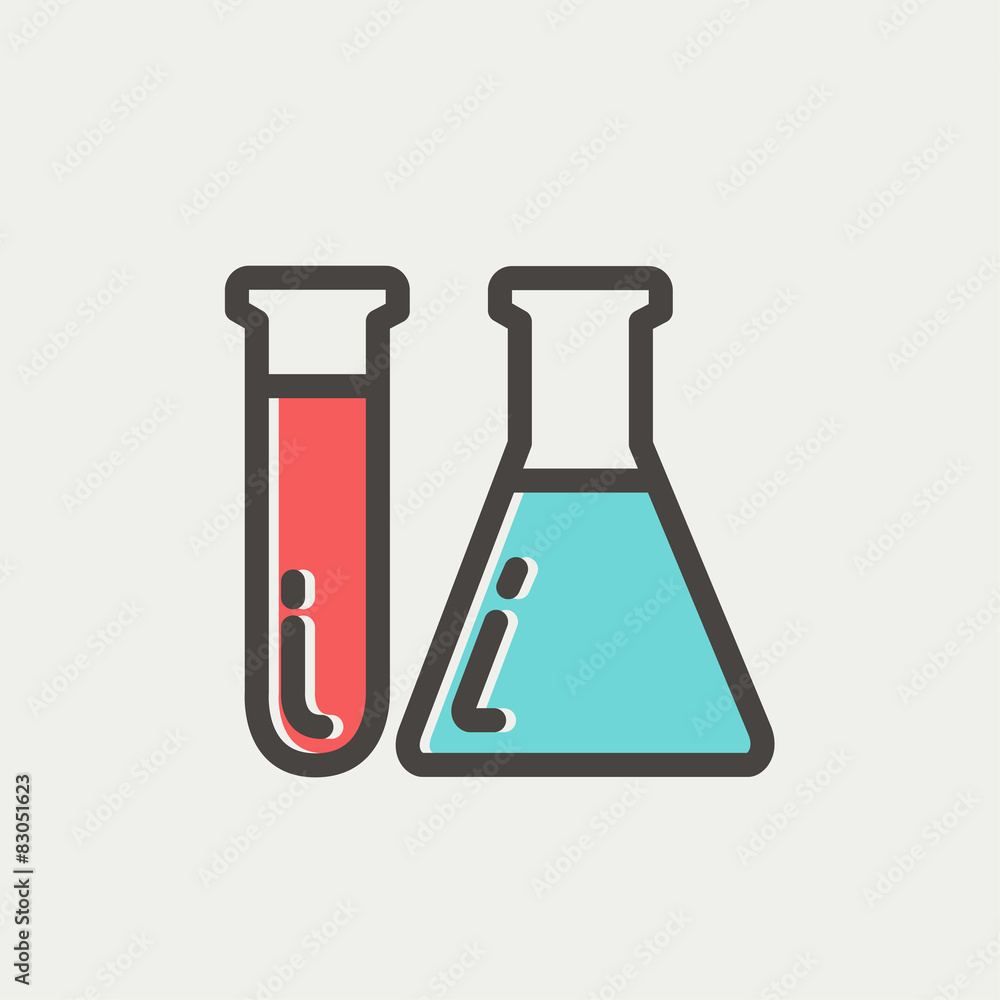 Sticker Test tube and beaker thin line icon