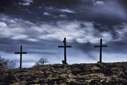 Old Wooden Crosses.