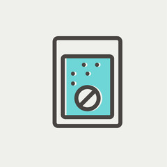 Tablet into a glass of water thin line icon