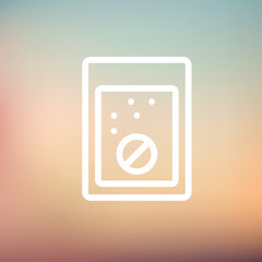 Tablet into a glass of water thin line icon